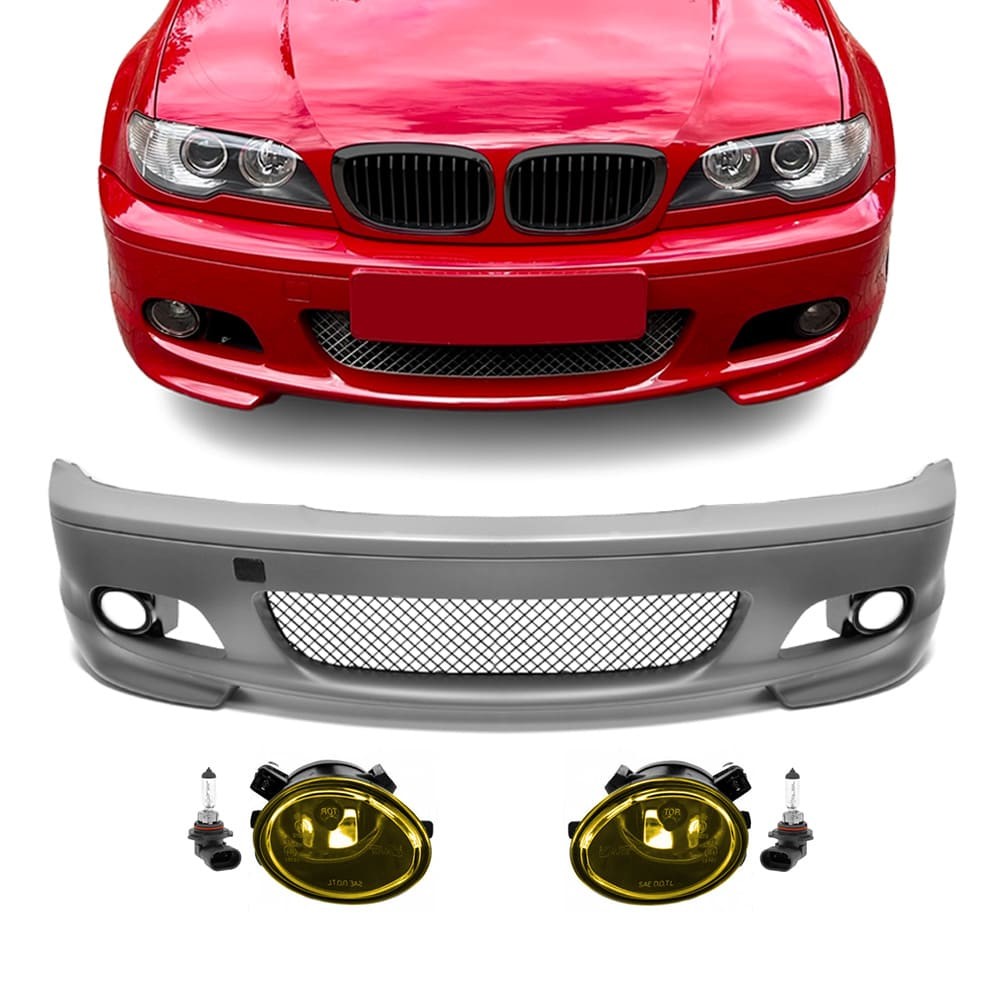 M-Tech Front Bumper for BMW E46 (99-06) coupe / cabrio, with yellow fog lights