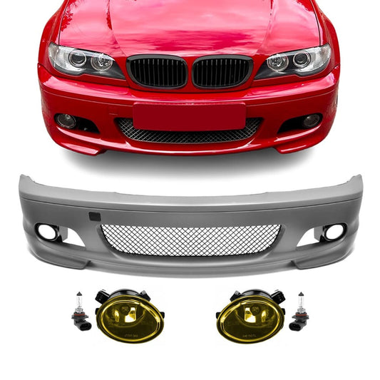 M-Tech Front Bumper for BMW E46 (99-06) coupe / cabrio, with yellow fog lights