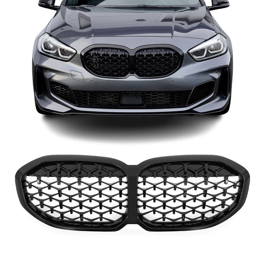 M140-style Front kidney Grille for BMW F40 (19-24), glossy black