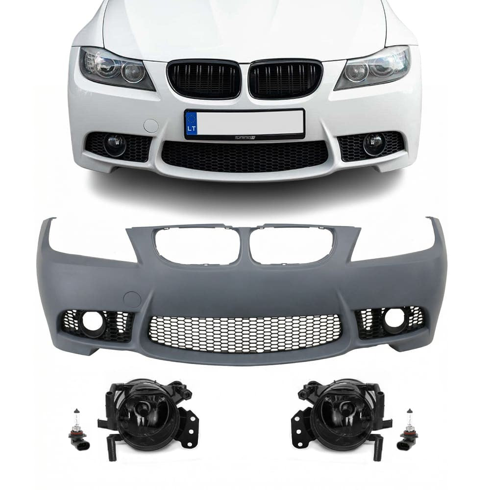 M3-style Front Bumper for BMW E90 / E91 LCI (08-11), with smoked fog lights