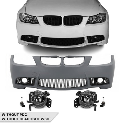 M3 style Front Bumper for BMW E90 / E91 (05-08), without PDC, without washer holes, with clear fog lights