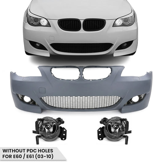 M5 look Front Bumper for BMW E60 / E61 (03-10) without PDC holes, with clear fog lights
