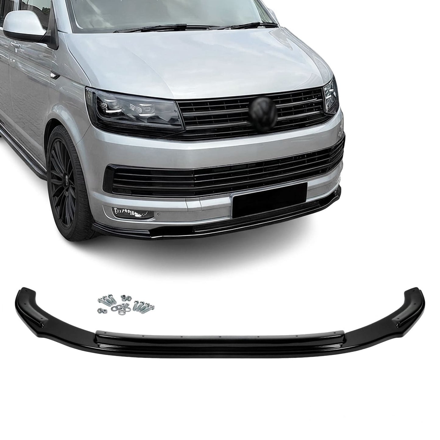 MX-style Front bumper Lip for VW T6 (15-19), glossy black