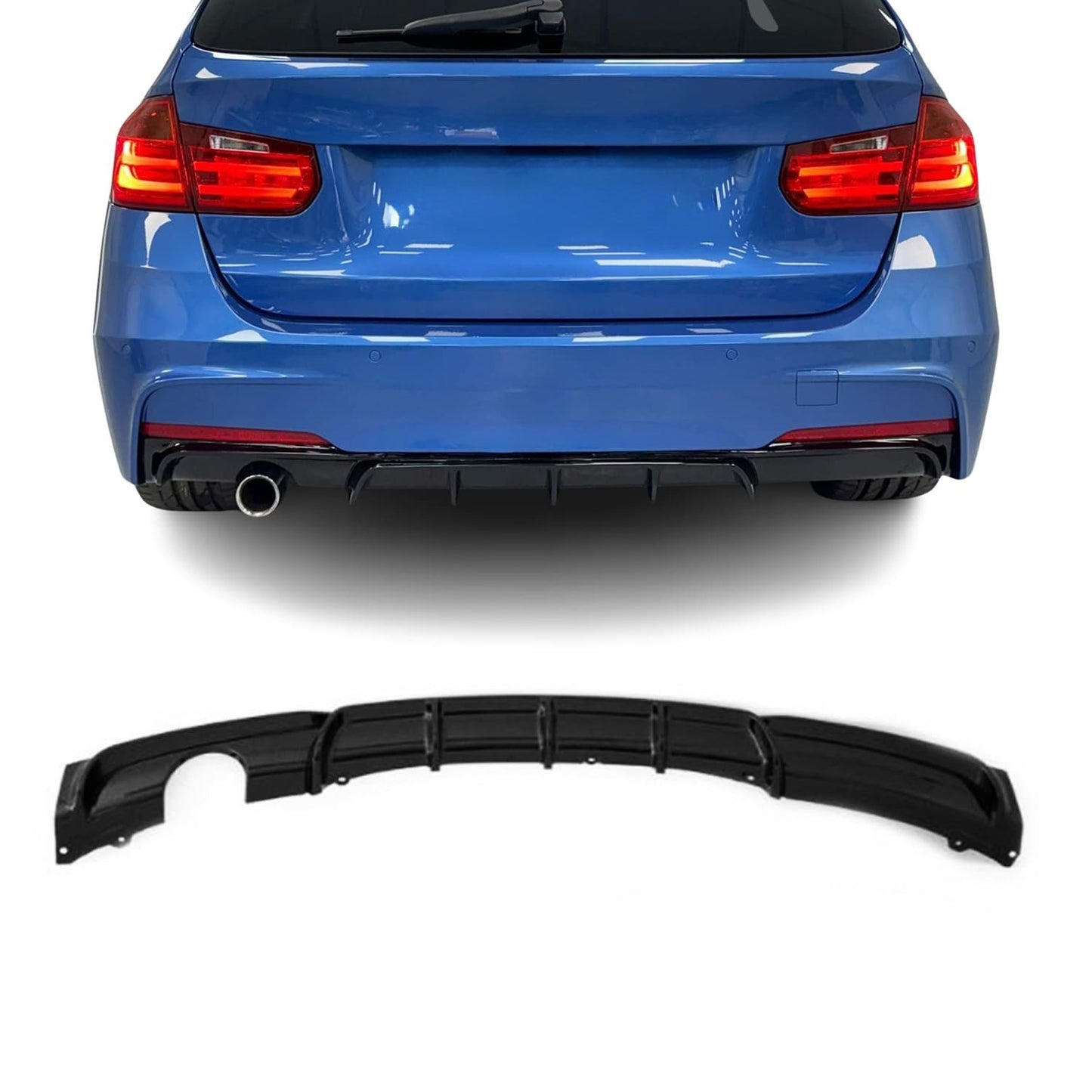Performance rear bumper Diffuser for BMW F30 / F31 (316 / 318 / 320) with M-Pack, glossy black