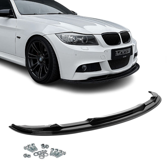 WR Front bumper Lip Spoiler for BMW E90 / E91 LCI M-Pack, glossy black, EXTRA-SRONG VERSION