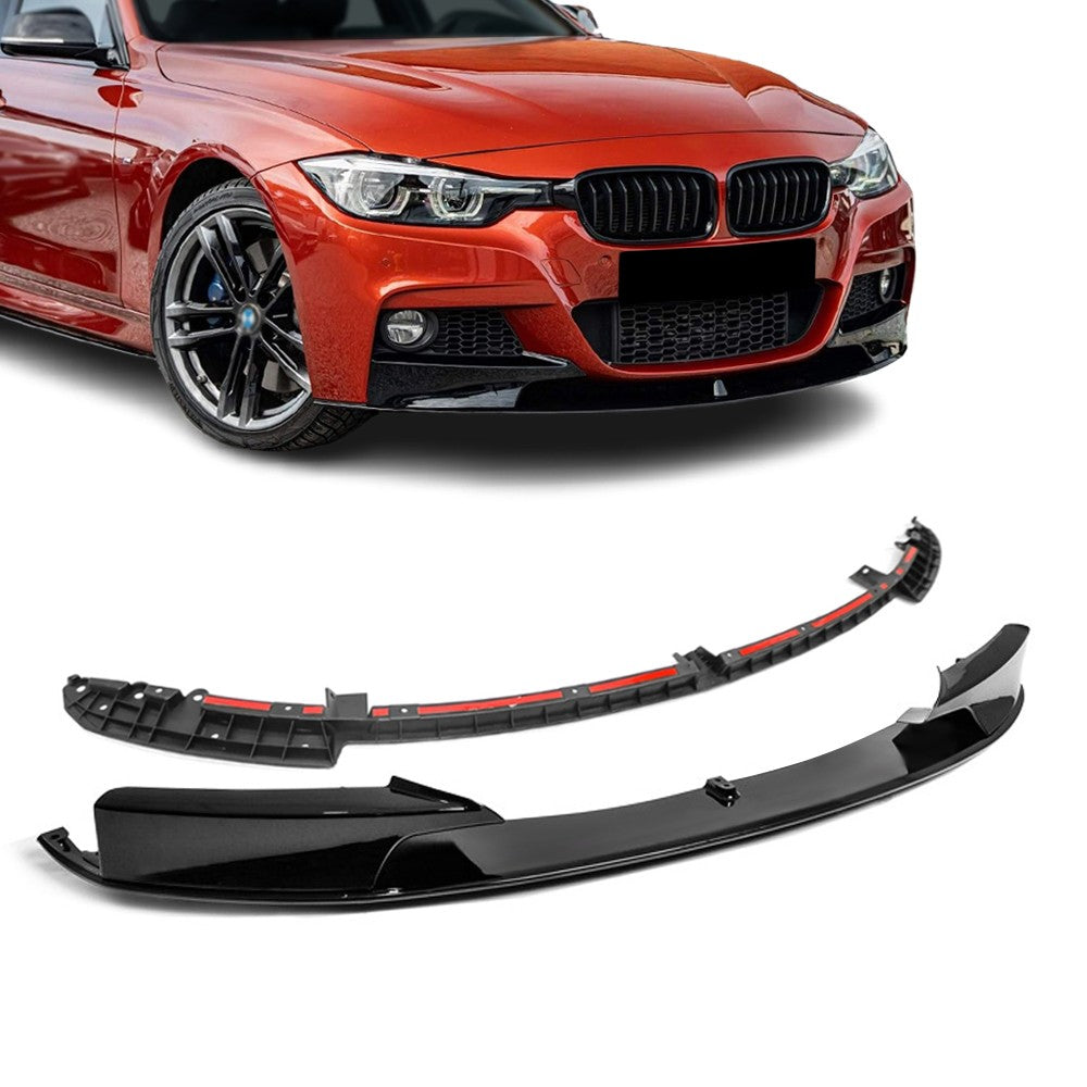 Performance Front bumper Lip for BMW F30 / F31, glossy black V2: EXTRA-STRONG VERSION