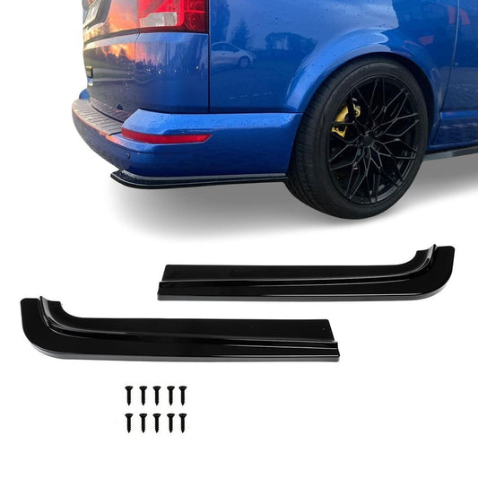 MX-style Rear Bumper side Splitters set for VW T6 / T6.1, glossy black
