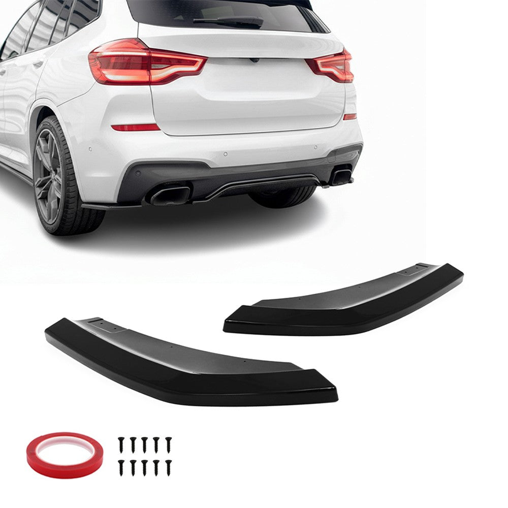 MX-style Rear Bumper Side Flaps - Splitters set for BMW X3 G01 PRE-LCI (18-21) with M-Pack, glossy black