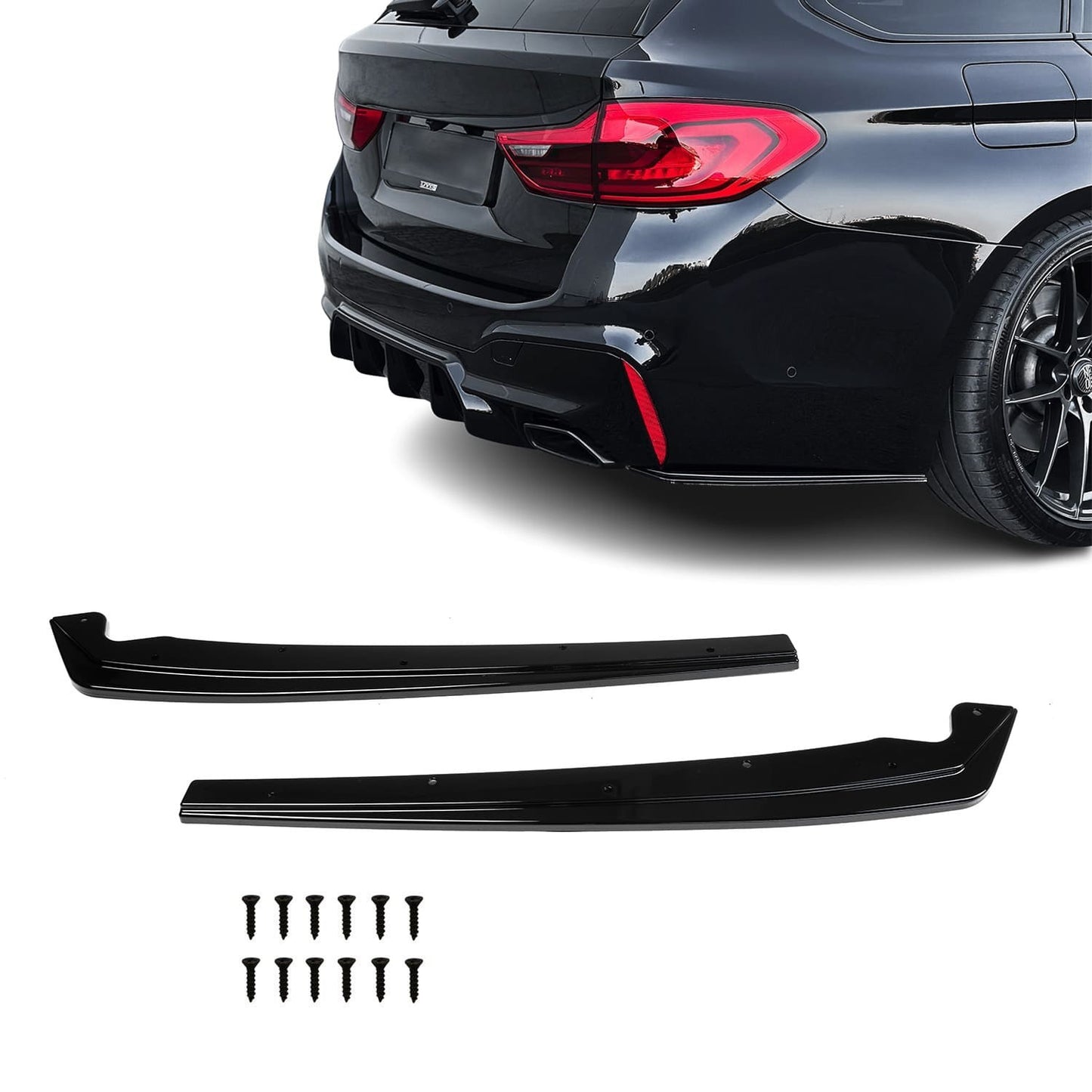 HAUER Rear Bumper Side Flaps - Splitters, set for BMW G30, G31 / F10, F11, glossy black