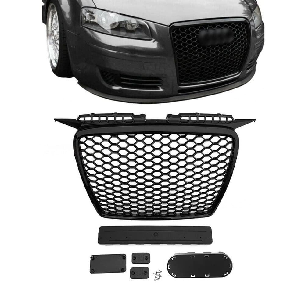 RS front grille for Audi A3 8P (05-08), glossy black