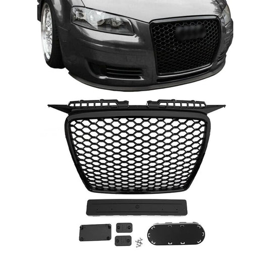 RS front grille for Audi A3 8P (05-08), glossy black