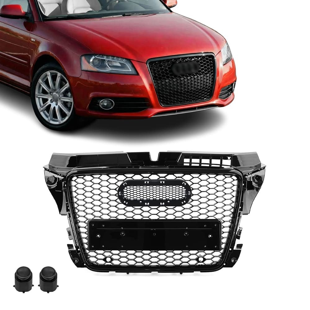 RS-style Front Grille for Audi A3 8P / S3 8P facelift (08-12), glossy black