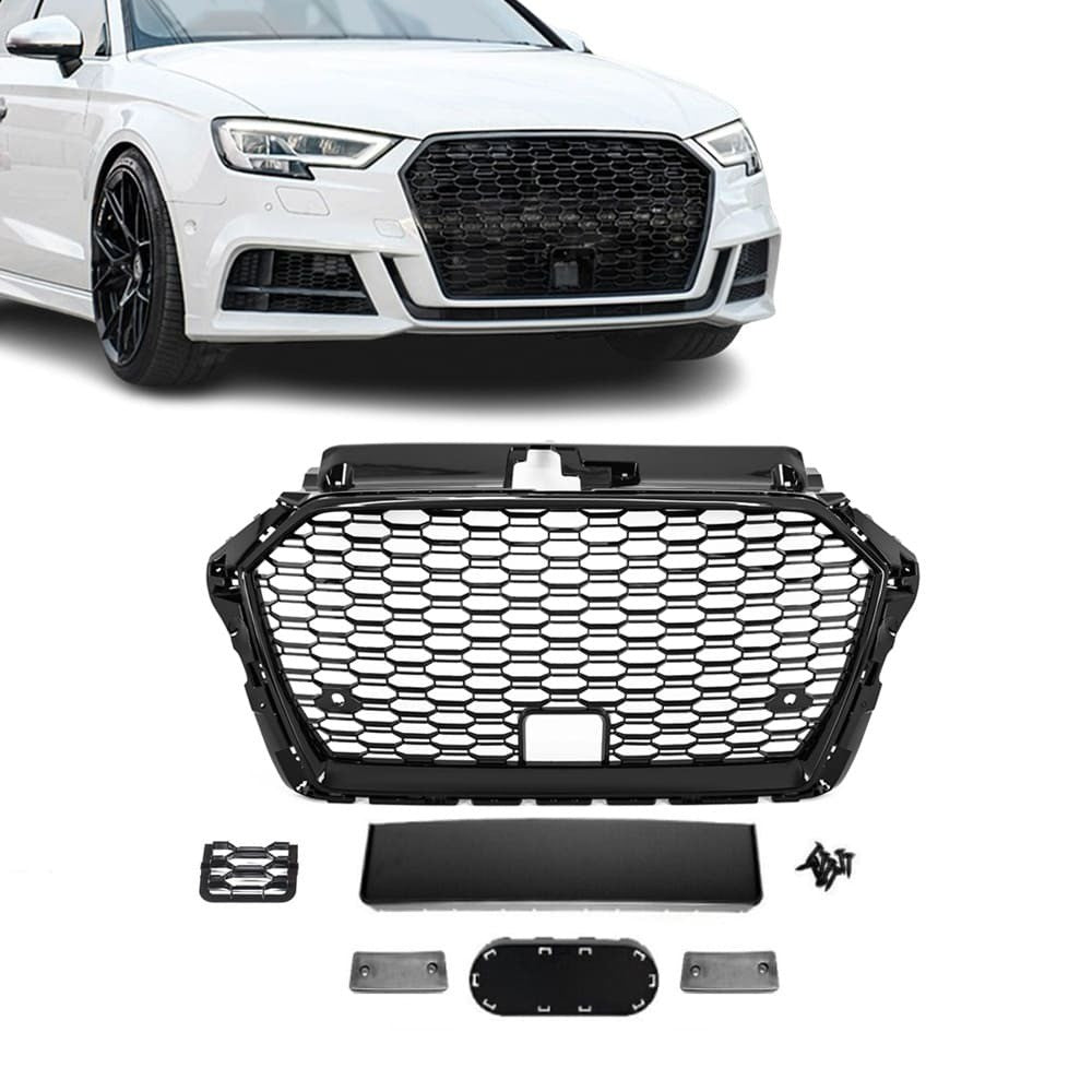 RS style front grille for Audi A3 8V facelift (16-19), glossy black