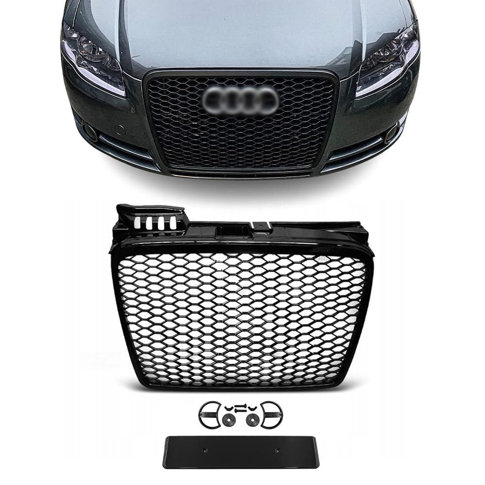 RS-style Front Grille for Audi A4 B7 (05-08) standard version, glossy black