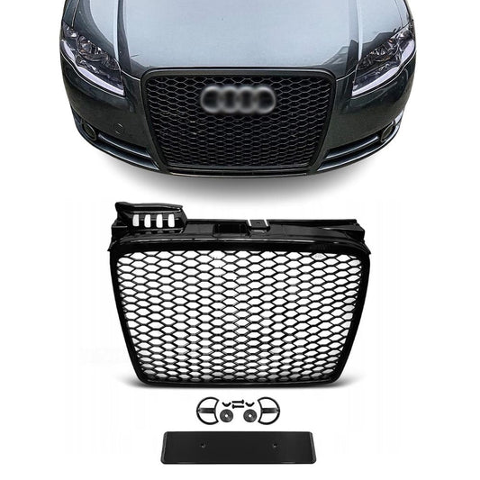 RS-style Front Grille for Audi A4 B7 (05-08) standard version, glossy black