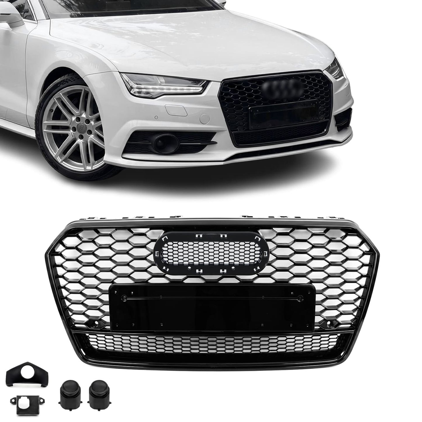 RS-style Front Grille for Audi A7 C7.5 / S7 C7.5 (14-18) facelift, Läikiv Must
