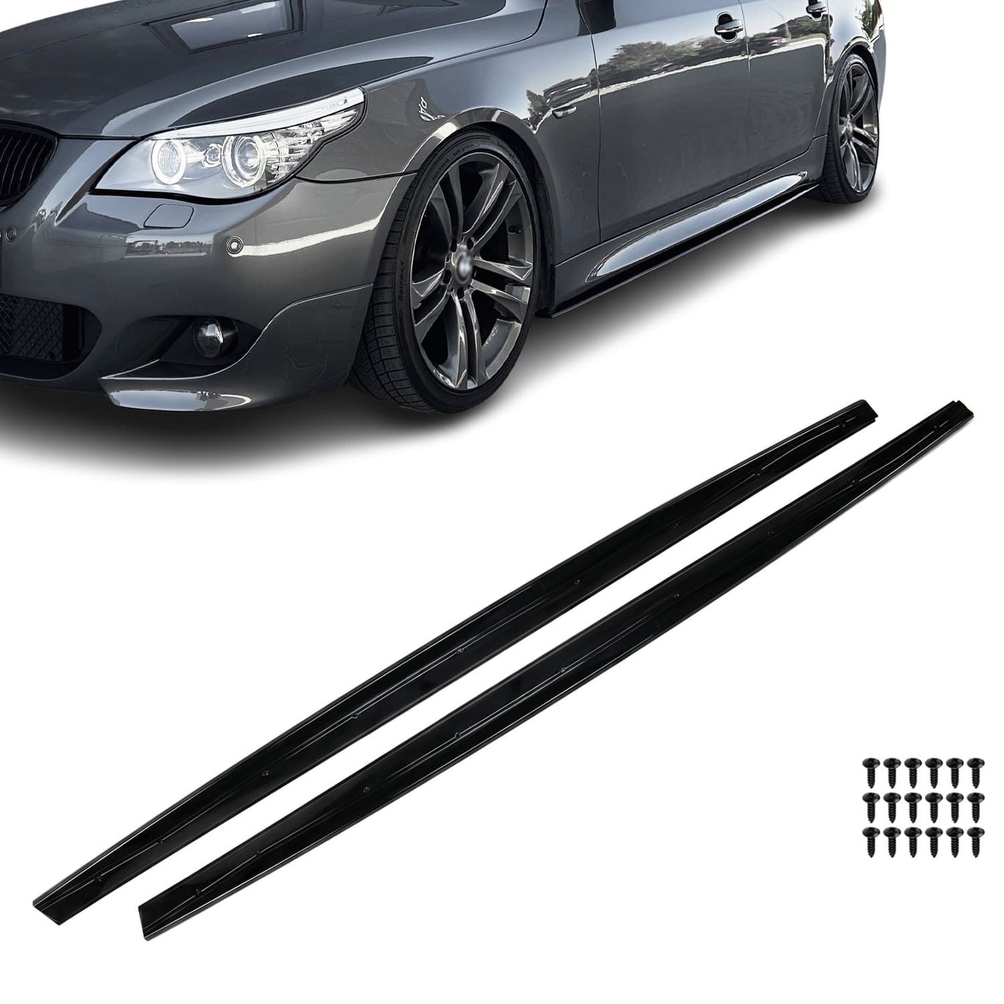 WR Side Skirt Extensions set for BMW E60 / E61 (03-10), glossy black