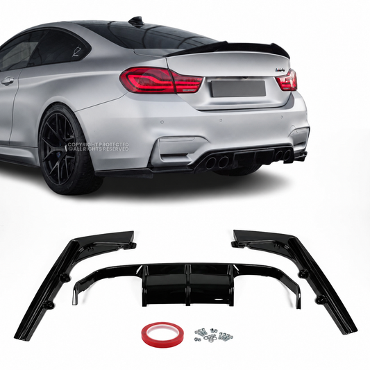BMW F80 / F82 / F83 V-Stiilis Tagumise Stange Difuusor, Läikiv Must