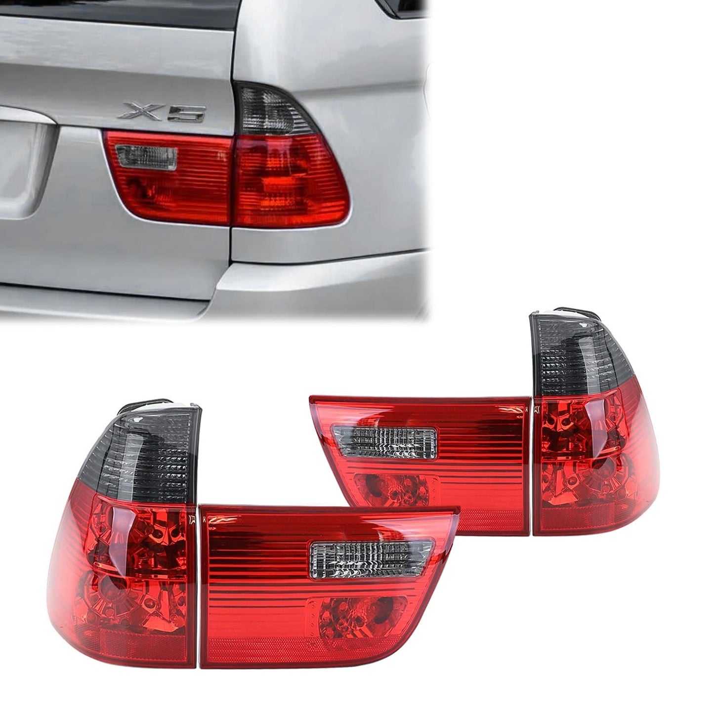 Tail Lights for BMW X5 E53 (99-06), smoked + red